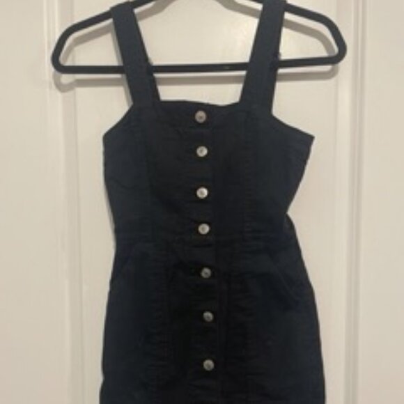 Black Button Up Mini Dress - Picture 1 of 3